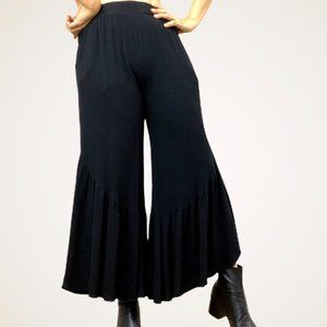 Black A-line Ruffle Boho Pants